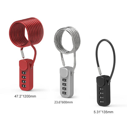 Safetouch 4-Digit Combo Lock With Retractable Coil Wire