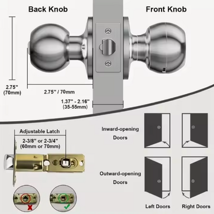 Safetouch Fingerprint Access Smart Doorknob with  Manual Key