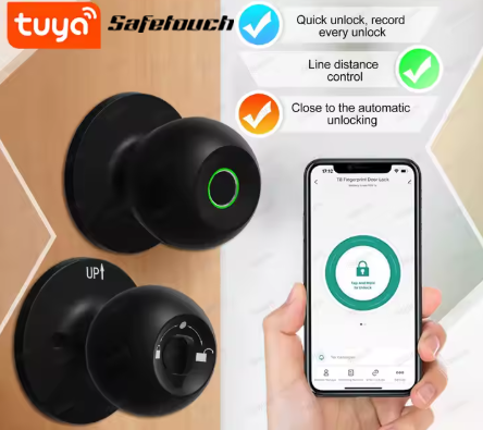 Safetouch Fingerprint Access Smart Doorknob with  Manual Key