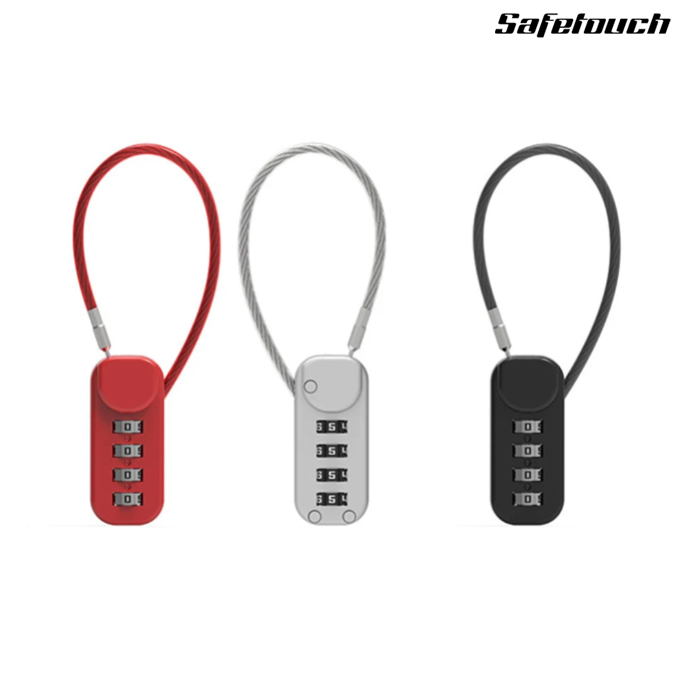 Safetouch 4-Digit Combo Lock With Retractable Coil Wire